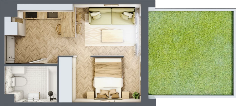 1 pokój, mieszkanie 27,65 m², parter, oferta nr 1.0.02, Rytelska, Gdańsk, Orunia-Św. Wojciech-Lipce, ul. Rytelska