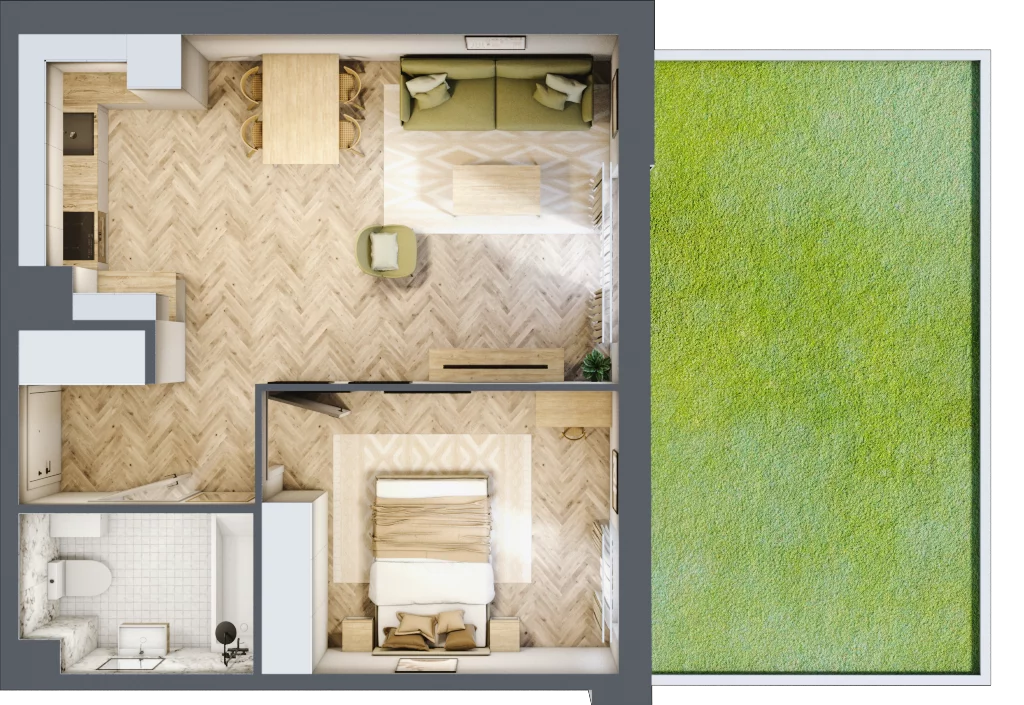 2 pokoje, mieszkanie 45,19 m², parter, oferta nr 1.0.01, Rytelska, Gdańsk, Orunia-Św. Wojciech-Lipce, ul. Rytelska