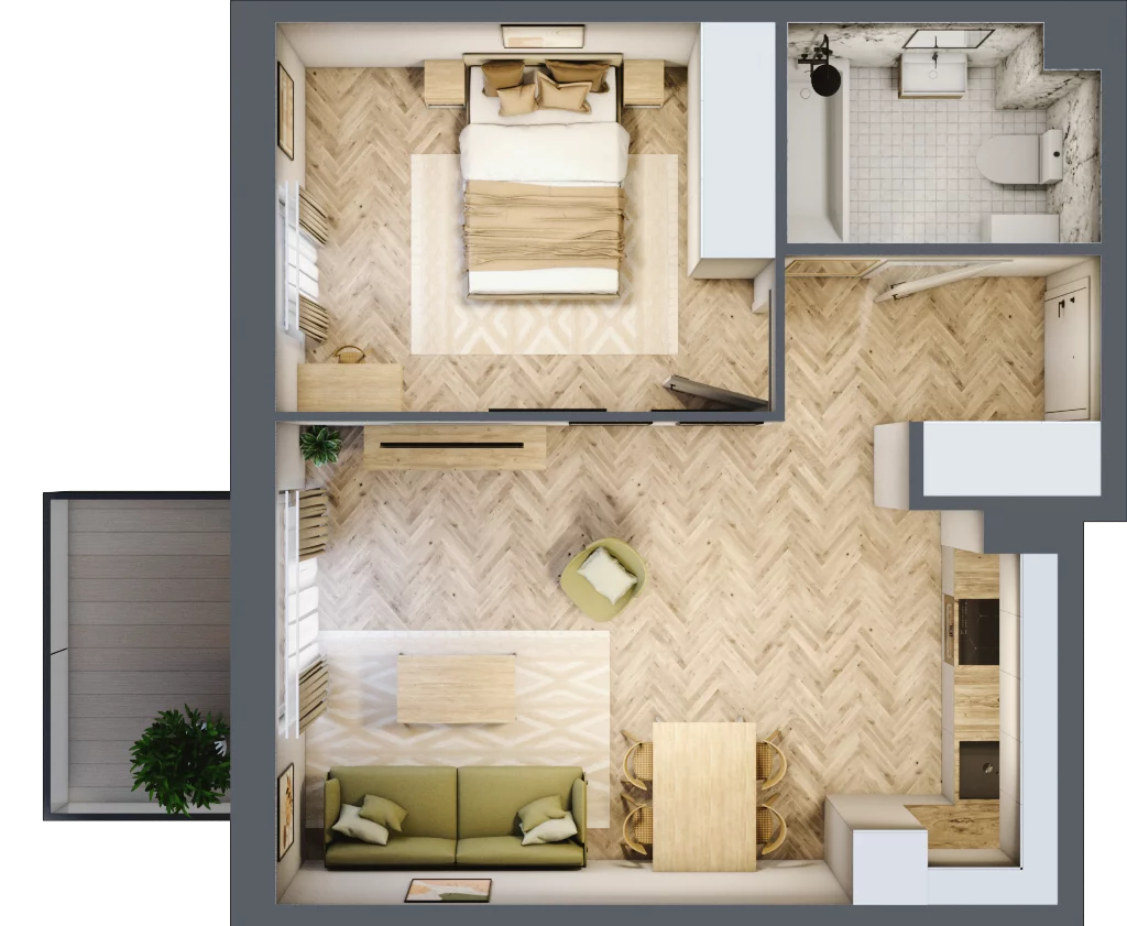 2 pokoje, mieszkanie 44,36 m², piętro 1, oferta nr 1.1.11, Rytelska, Gdańsk, Orunia-Św. Wojciech-Lipce, ul. Rytelska