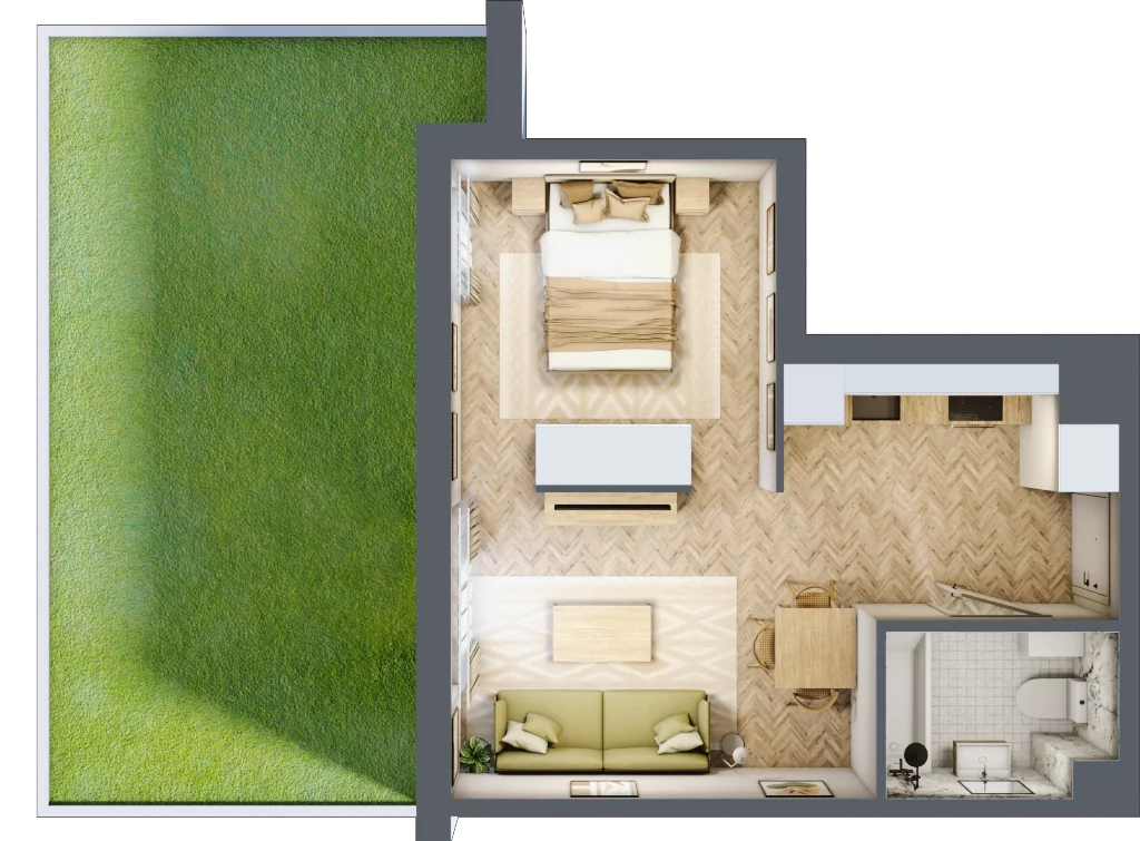 1 pokój, mieszkanie 33,80 m², parter, oferta nr 1.0.06, Rytelska, Gdańsk, Orunia-Św. Wojciech-Lipce, ul. Rytelska