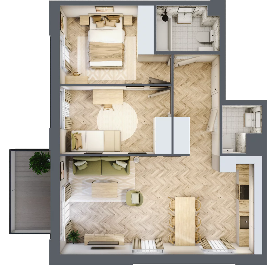3 pokoje, mieszkanie 61,03 m², piętro 1, oferta nr 1.1.10, Rytelska, Gdańsk, Orunia-Św. Wojciech-Lipce, ul. Rytelska