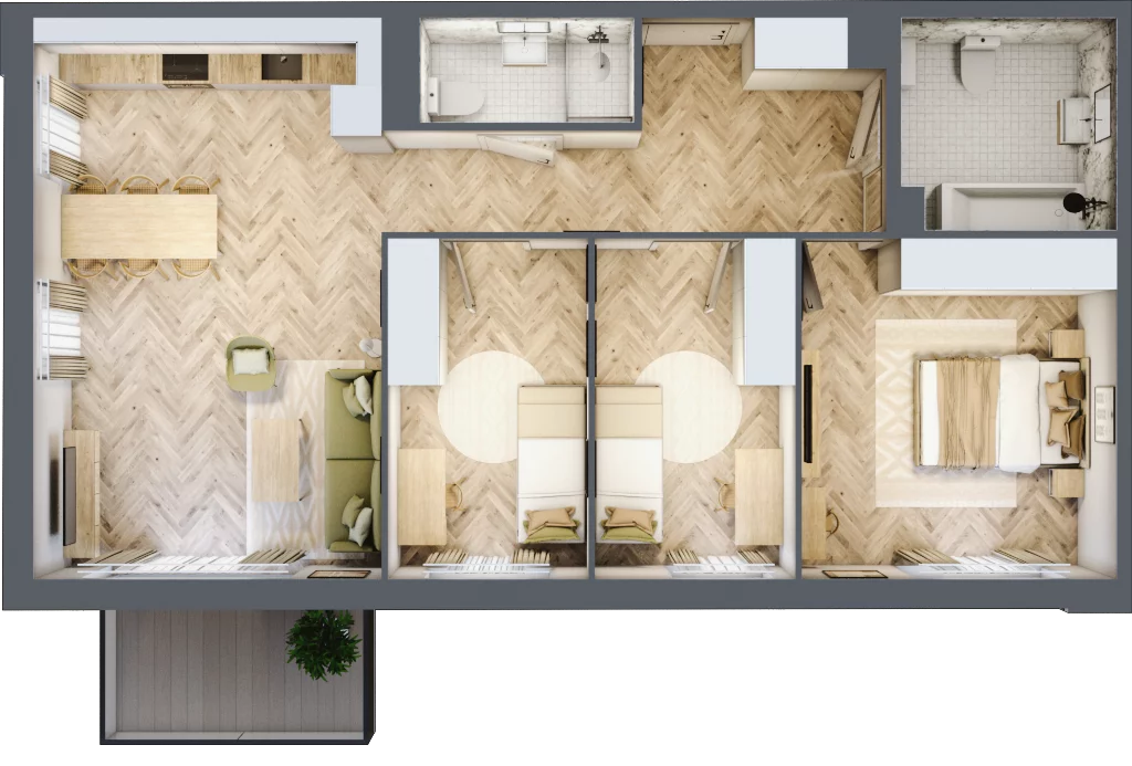 4 pokoje, mieszkanie 81,38 m², piętro 3, oferta nr 1.3.09, Rytelska, Gdańsk, Orunia-Św. Wojciech-Lipce, ul. Rytelska