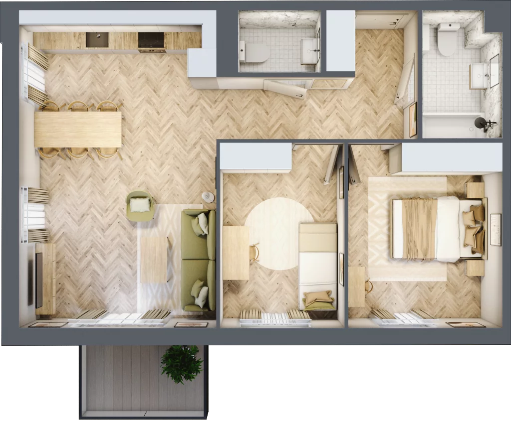 3 pokoje, mieszkanie 64,21 m², piętro 2, oferta nr 1.2.09, Rytelska, Gdańsk, Orunia-Św. Wojciech-Lipce, ul. Rytelska