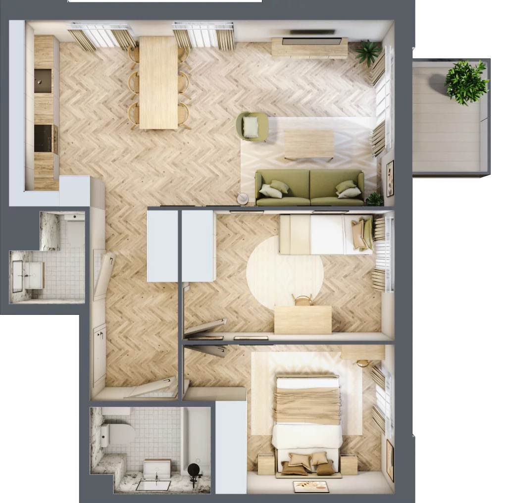 3 pokoje, mieszkanie 61,03 m², piętro 3, oferta nr 1.3.04, Rytelska, Gdańsk, Orunia-Św. Wojciech-Lipce, ul. Rytelska