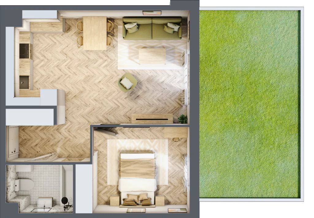 2 pokoje, mieszkanie 46,80 m², parter, oferta nr 1.0.11, Rytelska, Gdańsk, Orunia-Św. Wojciech-Lipce, ul. Rytelska
