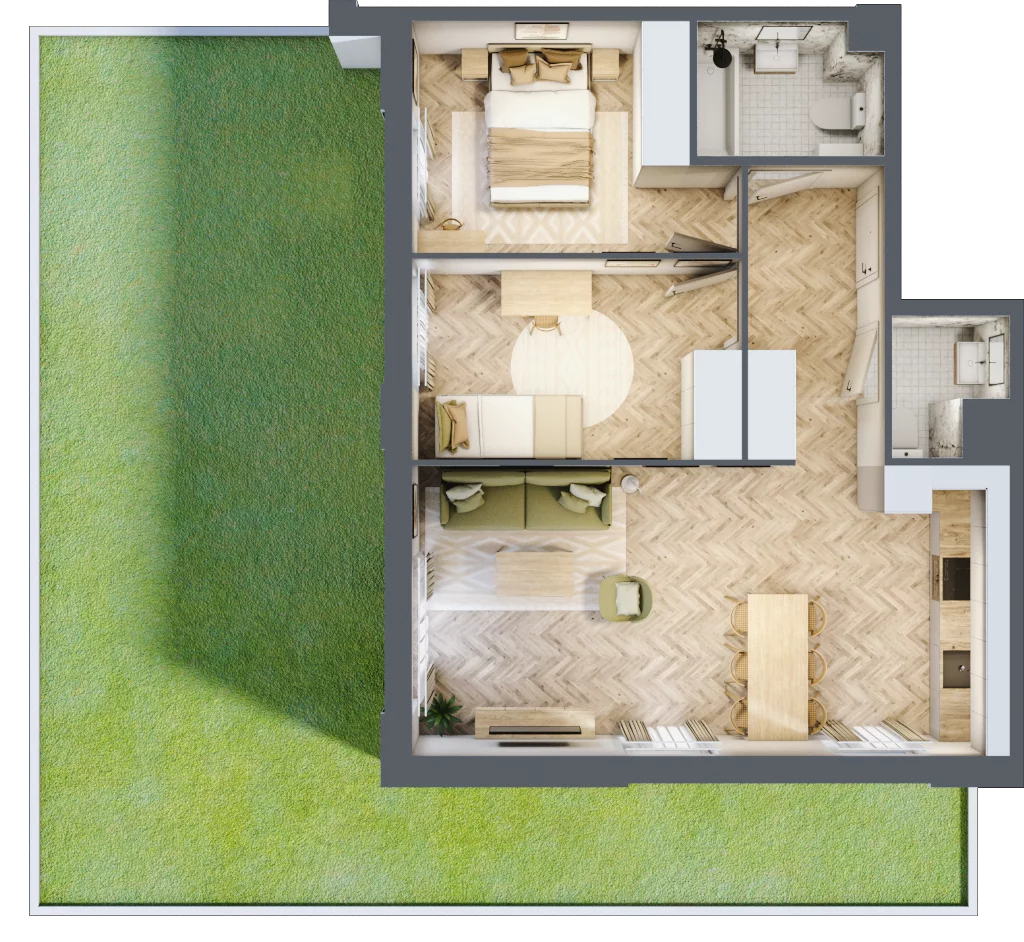 3 pokoje, mieszkanie 61,03 m², parter, oferta nr 1.0.04, Rytelska, Gdańsk, Orunia-Św. Wojciech-Lipce, ul. Rytelska