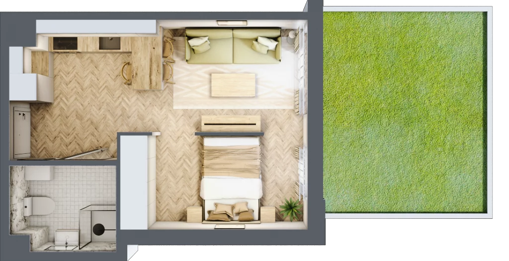 1 pokój, mieszkanie 30,82 m², parter, oferta nr 1.0.12, Rytelska, Gdańsk, Orunia-Św. Wojciech-Lipce, ul. Rytelska