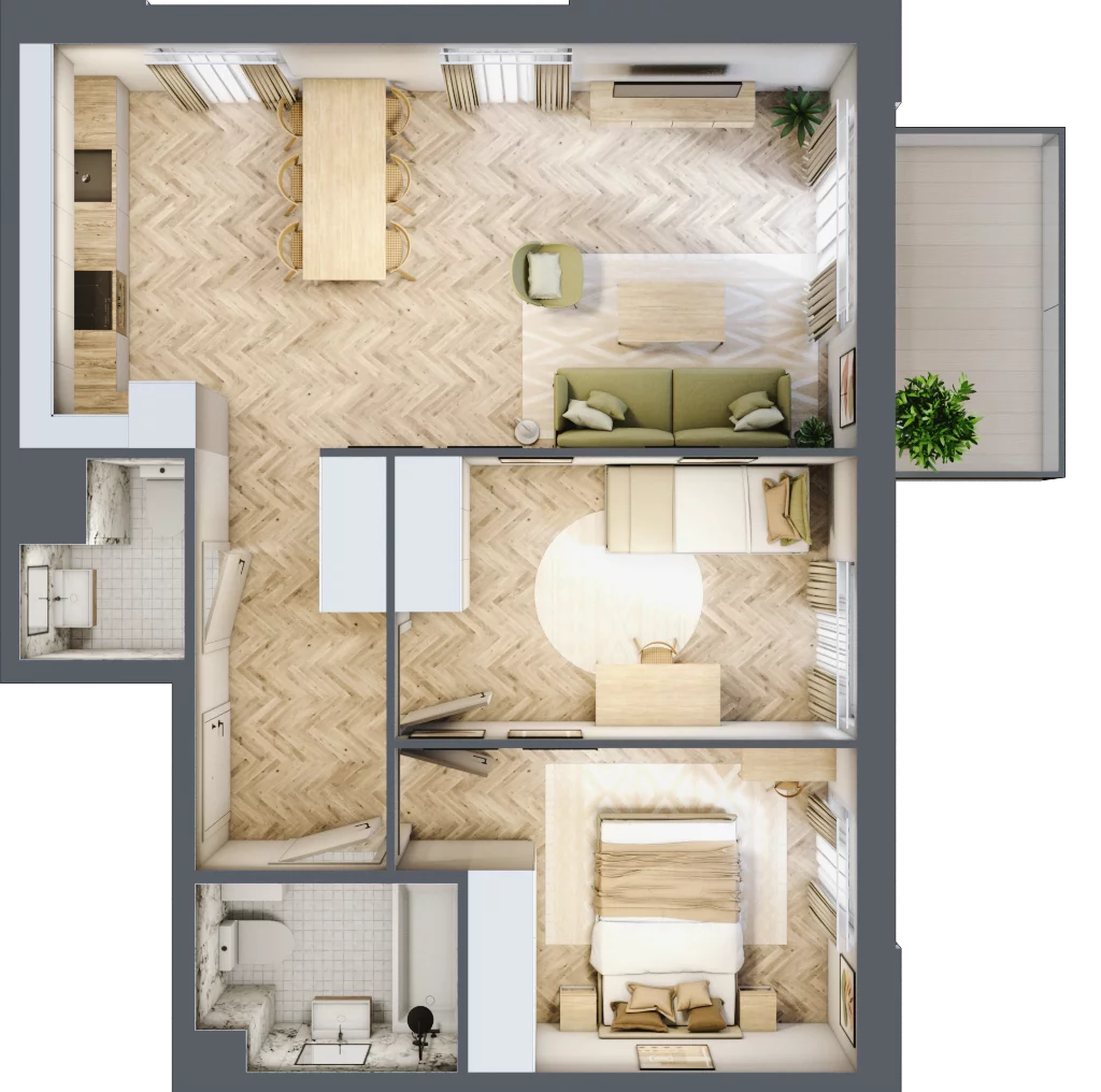 3 pokoje, mieszkanie 61,03 m², piętro 1, oferta nr 2.1.04, Rytelska, Gdańsk, Orunia-Św. Wojciech-Lipce, ul. Rytelska