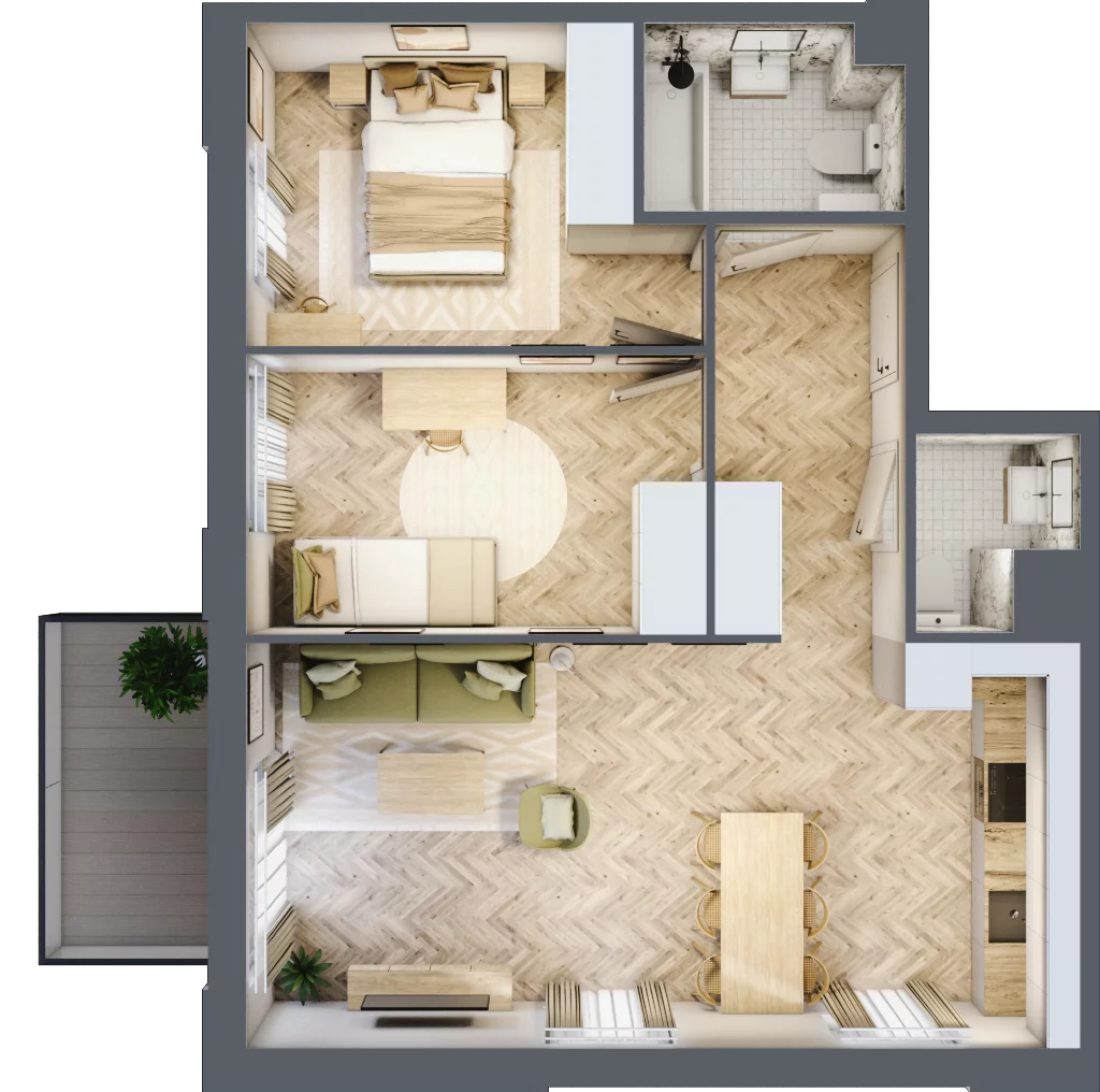 3 pokoje, mieszkanie 61,03 m², piętro 1, oferta nr 2.1.10, Rytelska, Gdańsk, Orunia-Św. Wojciech-Lipce, ul. Rytelska