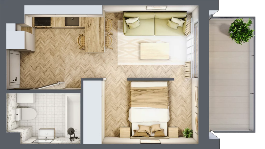1 pokój, mieszkanie 27,65 m², piętro 3, oferta nr 2.3.08, Rytelska, Gdańsk, Orunia-Św. Wojciech-Lipce, ul. Rytelska