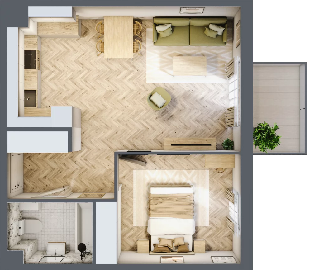 2 pokoje, mieszkanie 46,80 m², piętro 2, oferta nr 2.2.05, Rytelska, Gdańsk, Orunia-Św. Wojciech-Lipce, ul. Rytelska