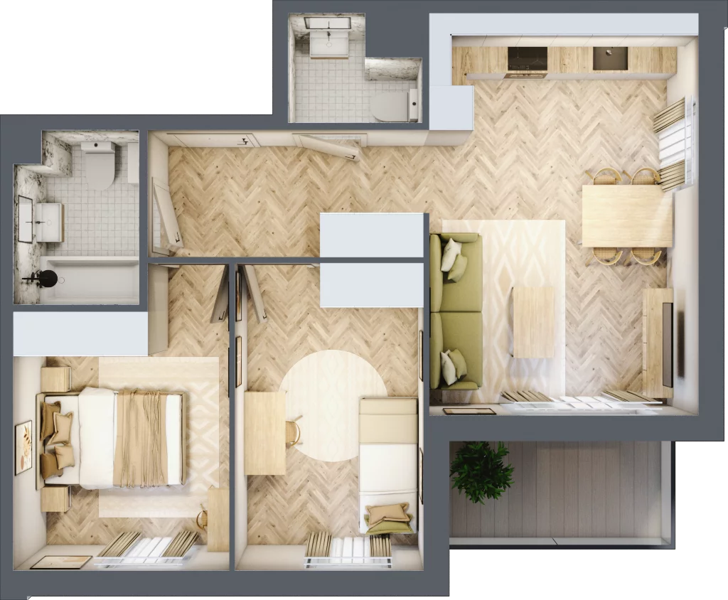 3 pokoje, mieszkanie 53,38 m², piętro 4, oferta nr 2.4.04, Rytelska, Gdańsk, Orunia-Św. Wojciech-Lipce, ul. Rytelska