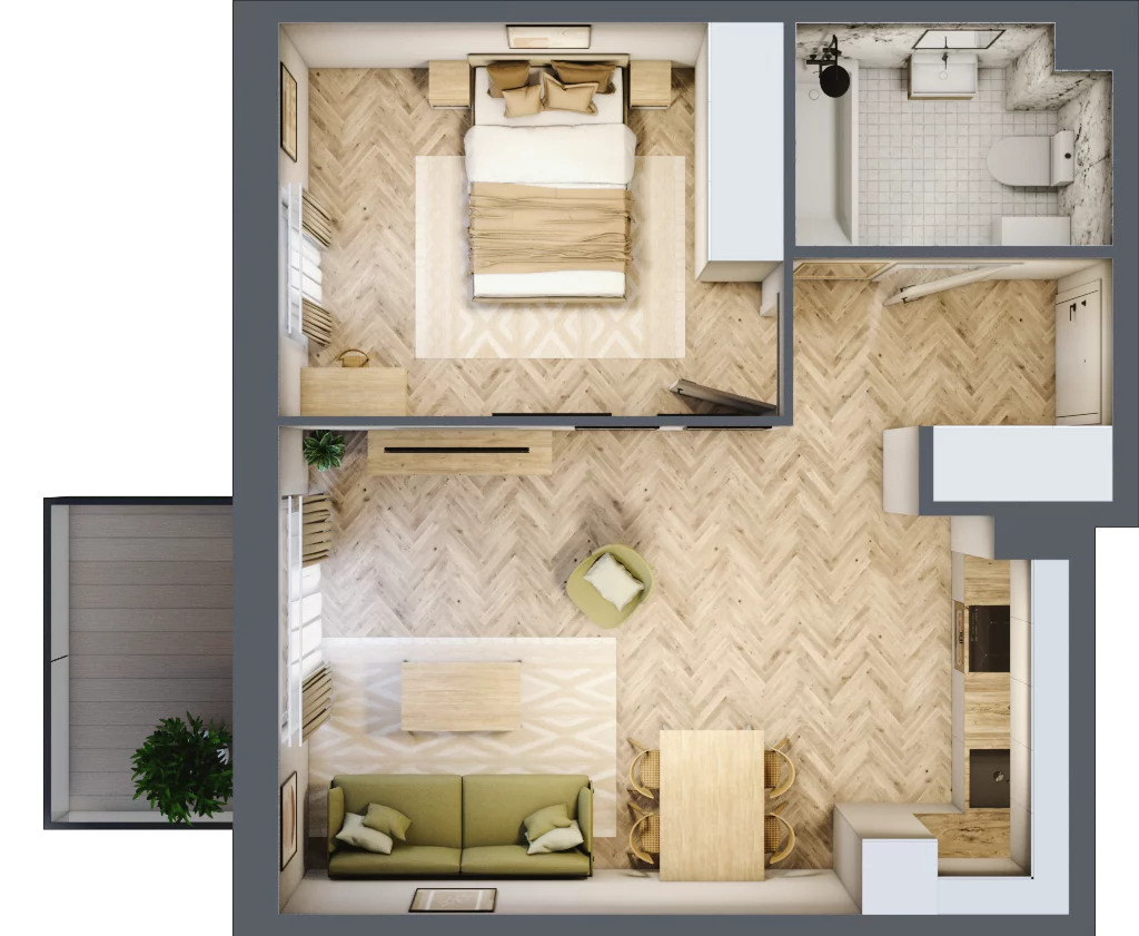 2 pokoje, mieszkanie 44,36 m², piętro 2, oferta nr 2.2.11, Rytelska, Gdańsk, Orunia-Św. Wojciech-Lipce, ul. Rytelska