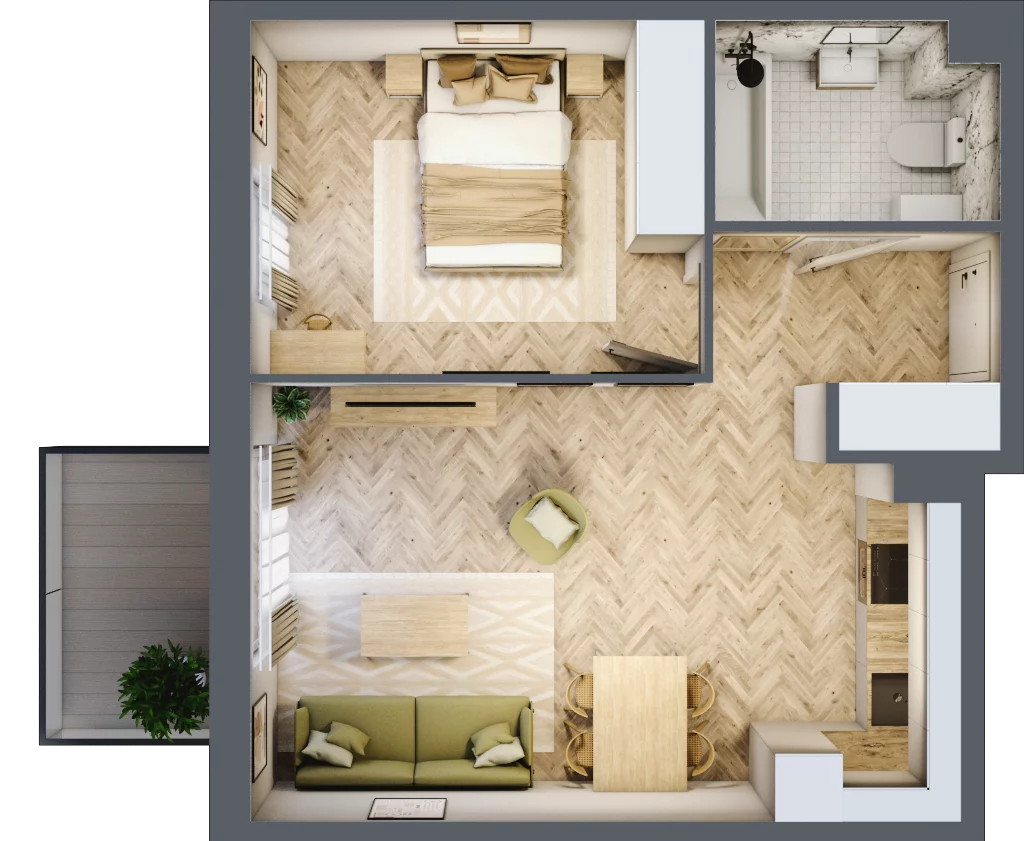 2 pokoje, mieszkanie 44,36 m², piętro 1, oferta nr 2.1.11, Rytelska, Gdańsk, Orunia-Św. Wojciech-Lipce, ul. Rytelska