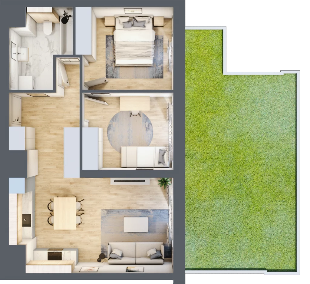 3 pokoje, mieszkanie 59,51 m², parter, oferta nr A54, Maratońska 49, Łódź, Polesie, Retkinia, ul. Maratońska 49