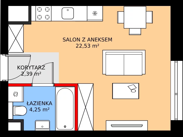 Zalety mieszkania 29.18 m², A4