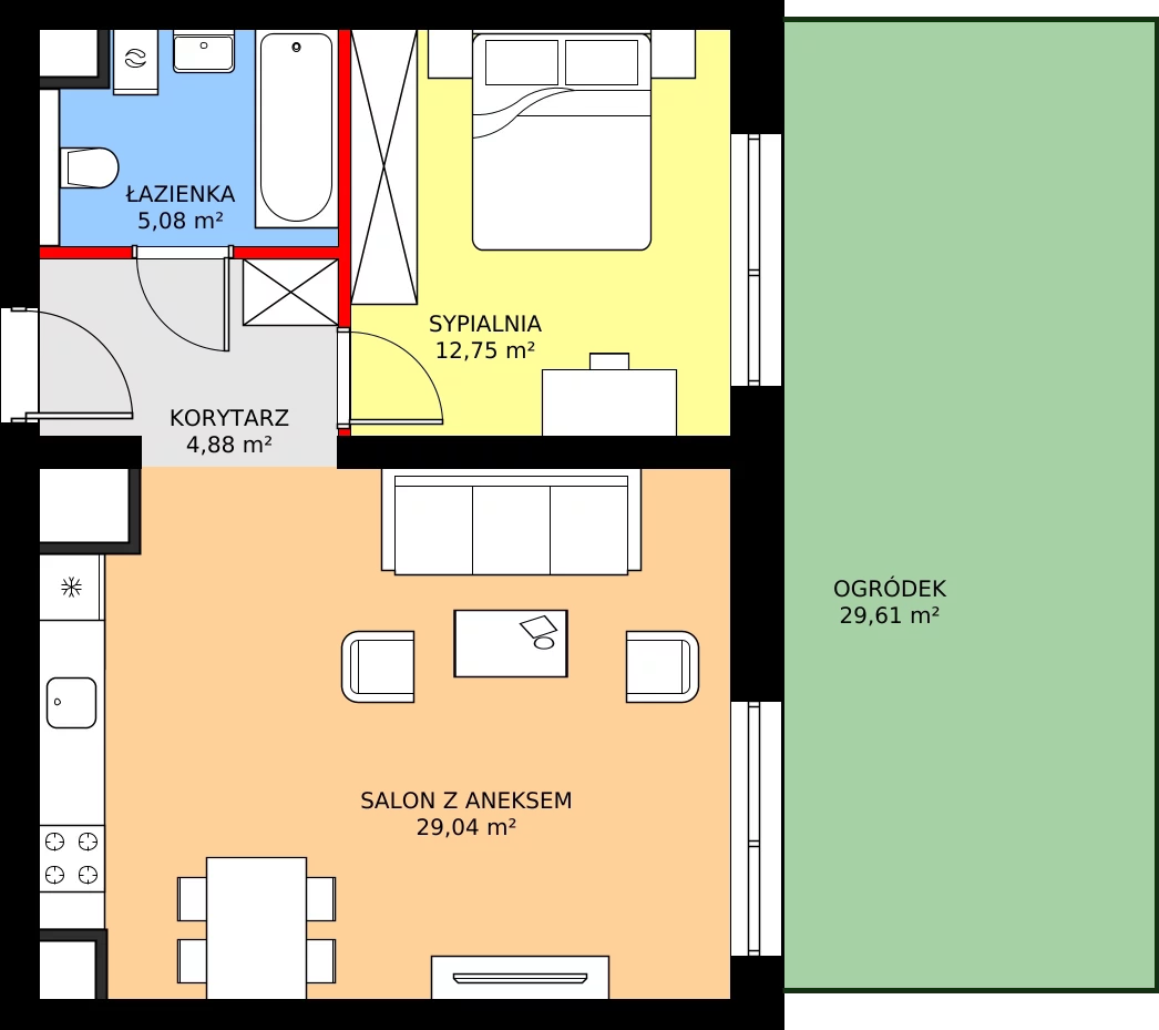 Zalety mieszkania 51.7 m², A1