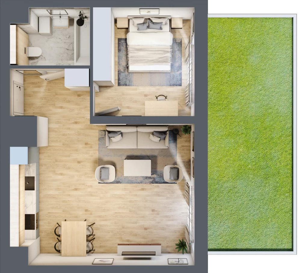 2 pokoje, apartament 51,70 m², parter, oferta nr A1, Maratońska 49, Łódź, Polesie, Retkinia, ul. Maratońska 49