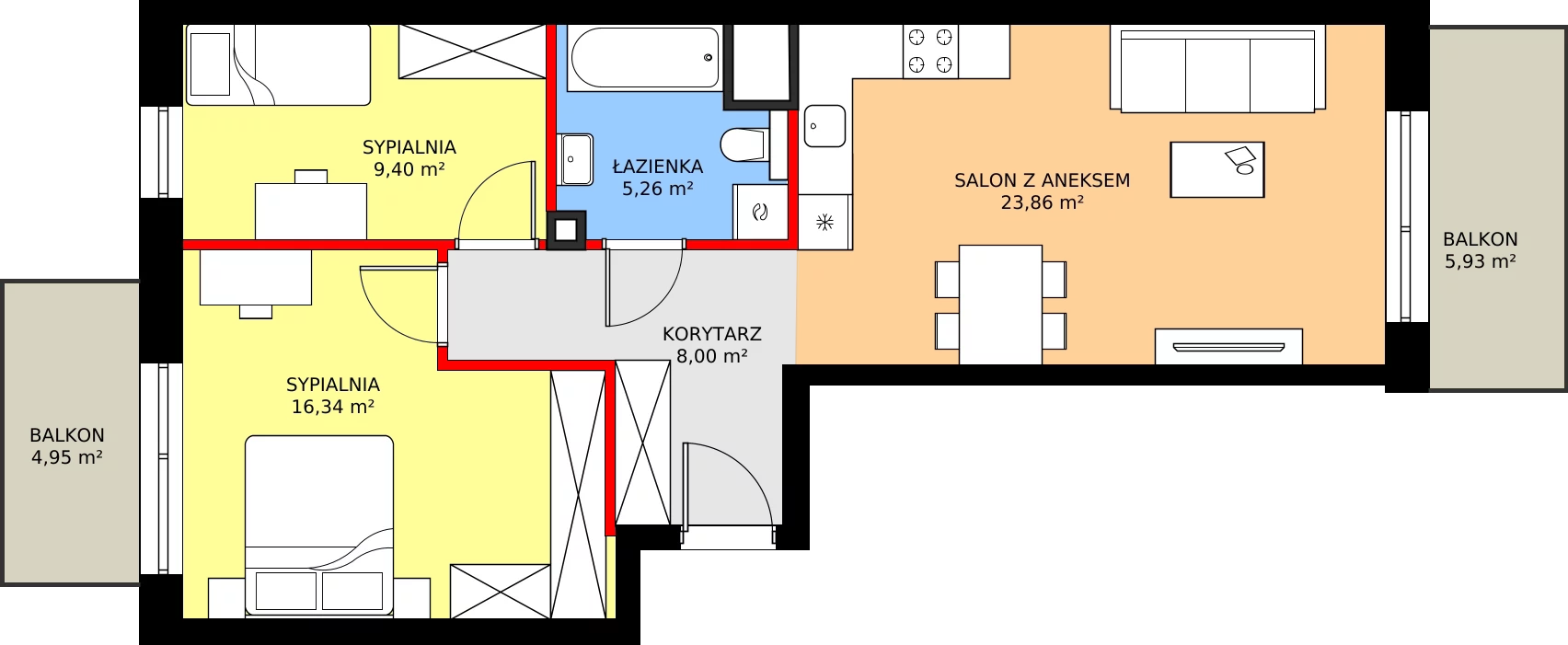Zalety mieszkania 62.76 m², A3
