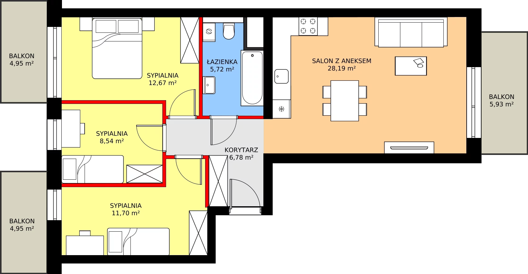Zalety apartamentu 73.67 m², A55