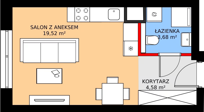 Zalety mieszkania 27.85 m², B21