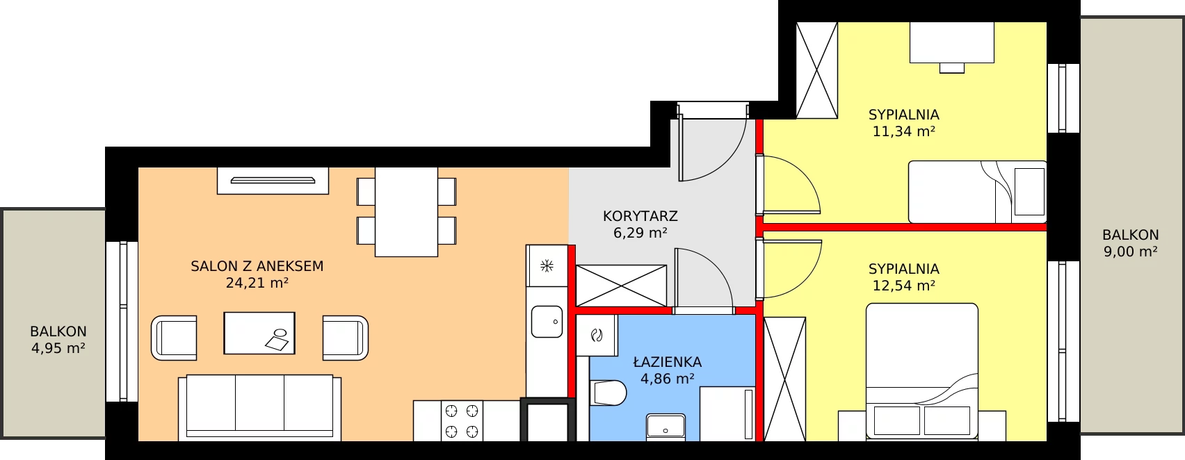 Zalety mieszkania 59.23 m², B20