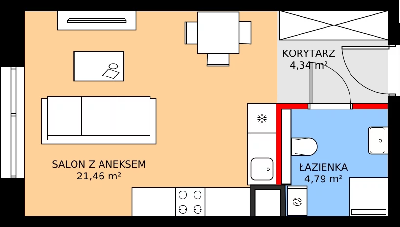 Zalety mieszkania 30.59 m², B18