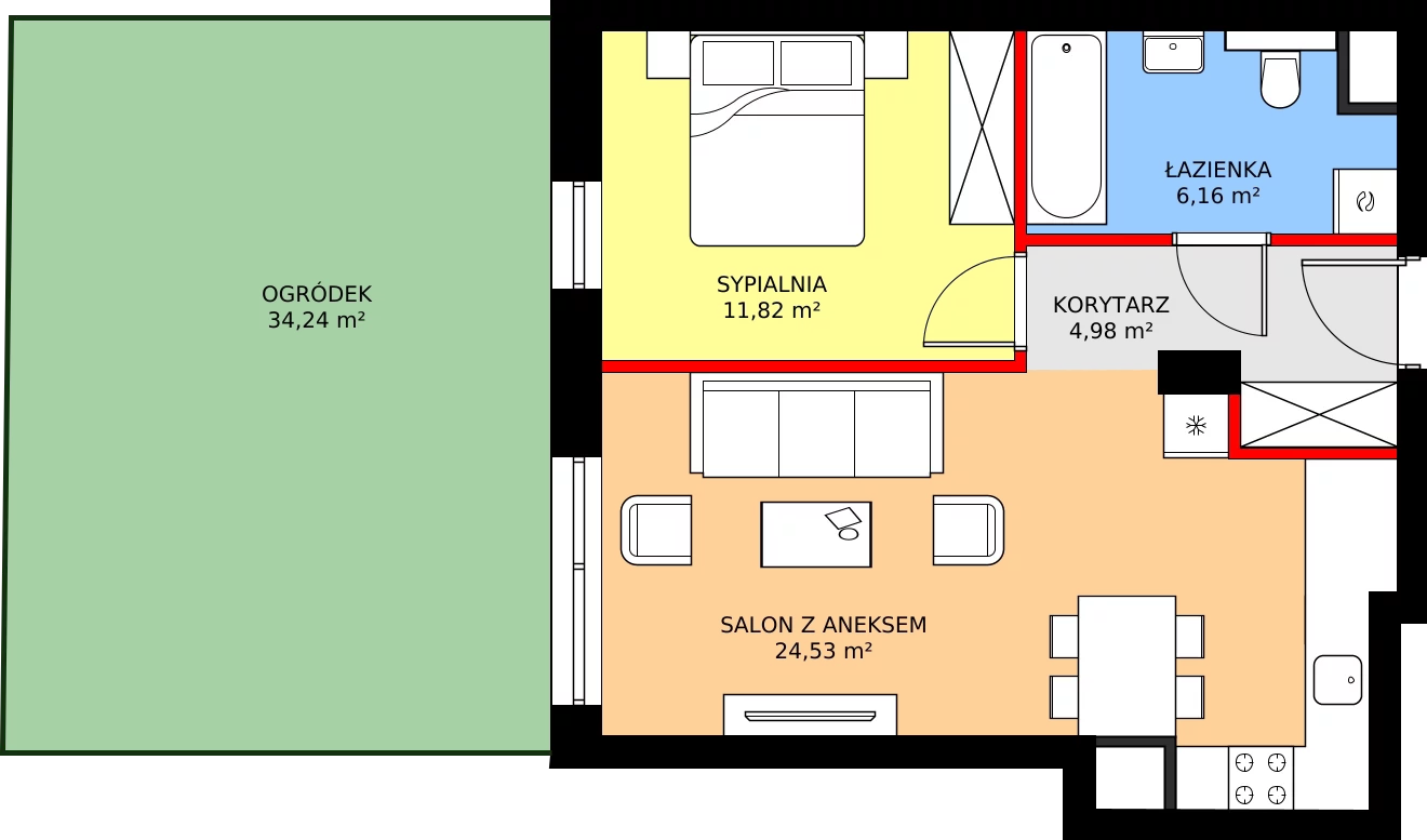 Zalety mieszkania 47.56 m², B57