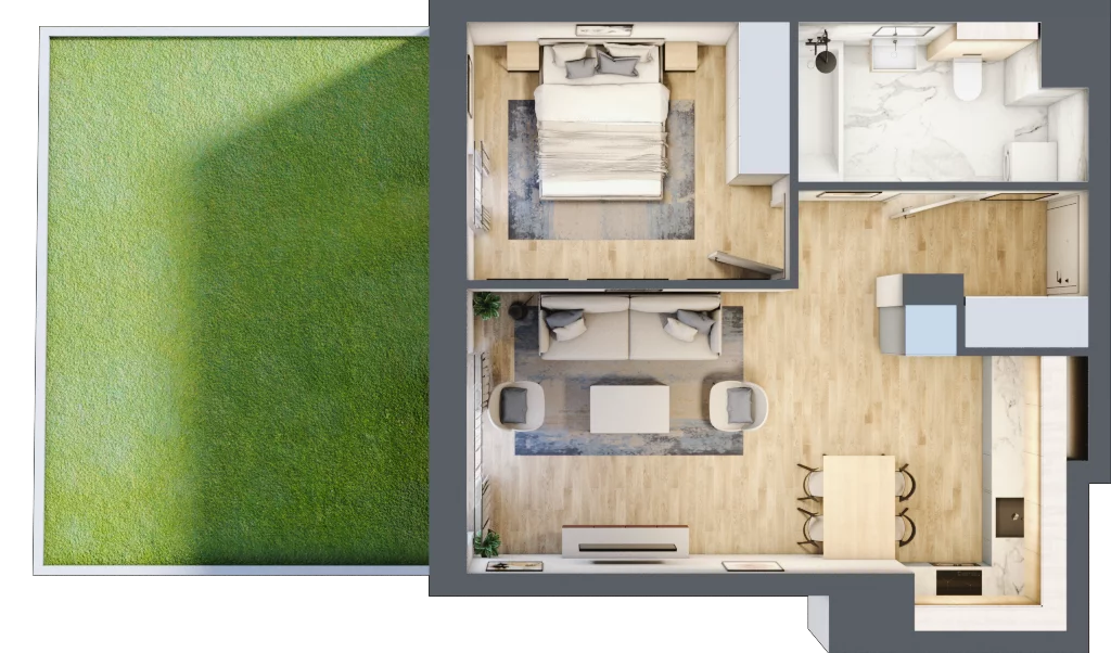 2 pokoje, mieszkanie 47,56 m², parter, oferta nr B57, Maratońska 49, Łódź, Polesie, Retkinia, ul. Maratońska 49