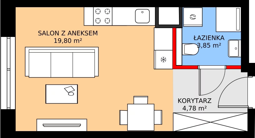 Zalety mieszkania 28.53 m², B33