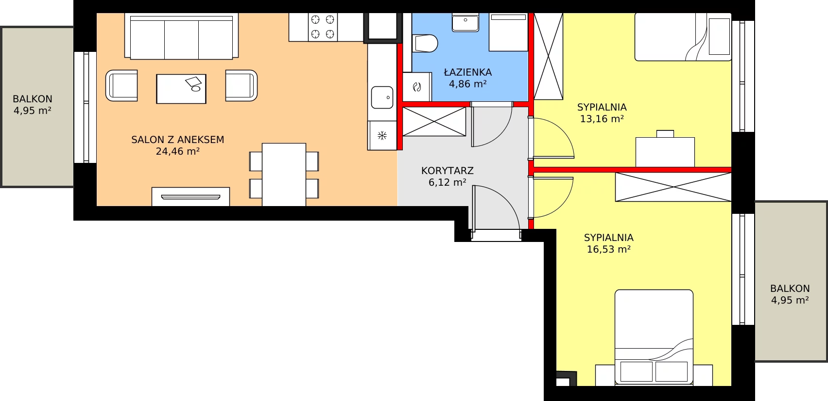 Zalety mieszkania 65.04 m², B41