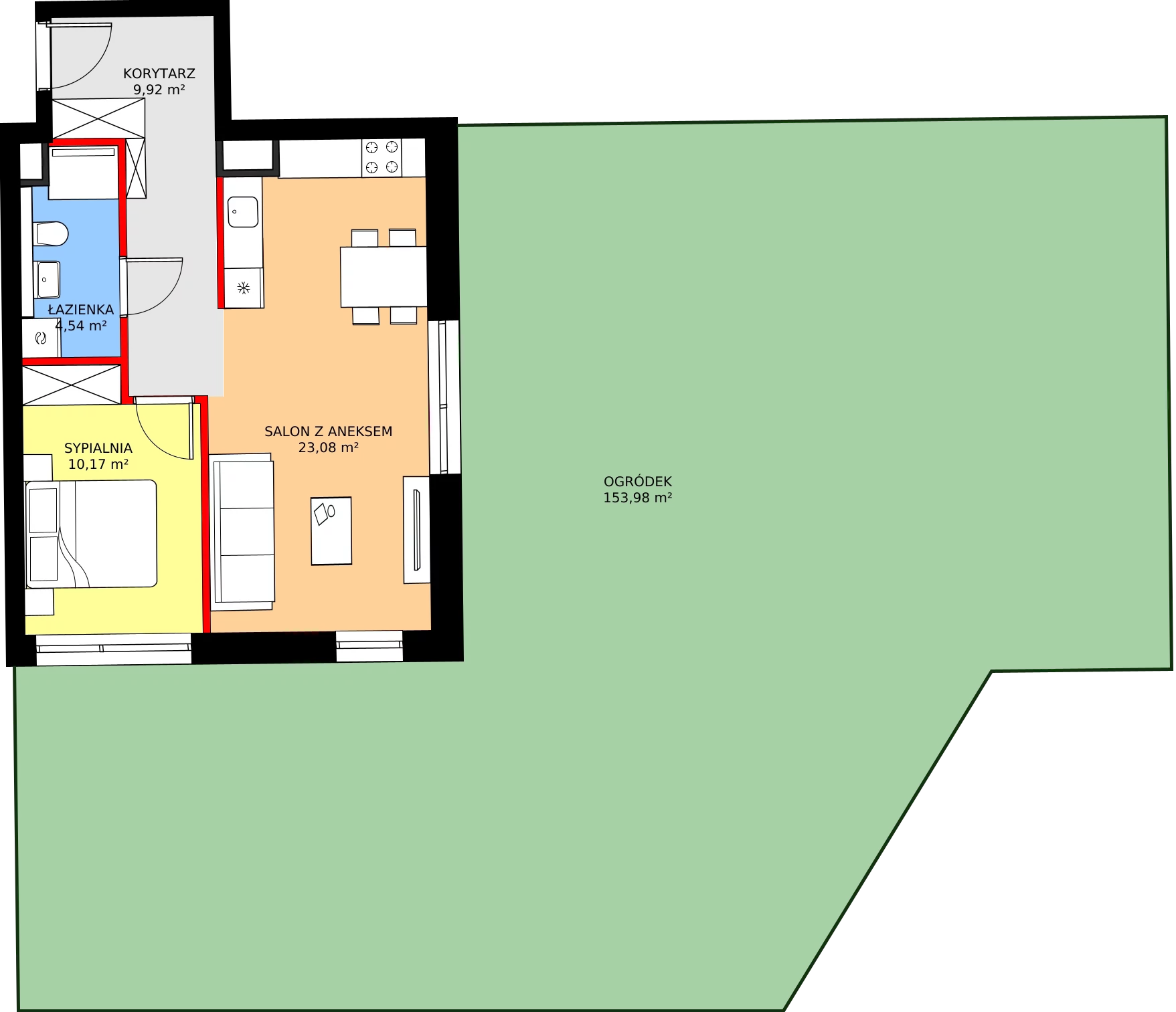 Zalety apartamentu 47.1 m², B55