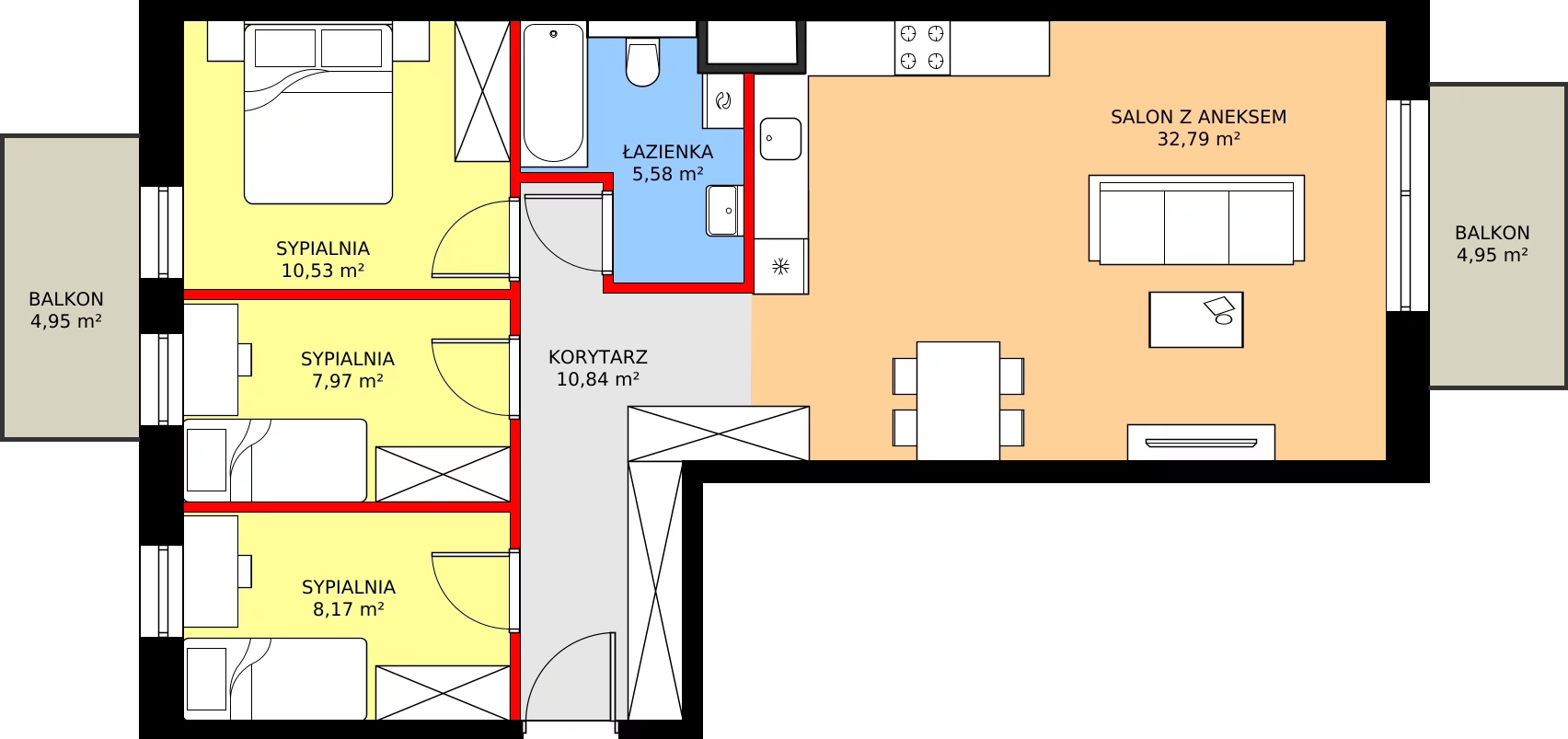 Zalety apartamentu 75.85 m², C44