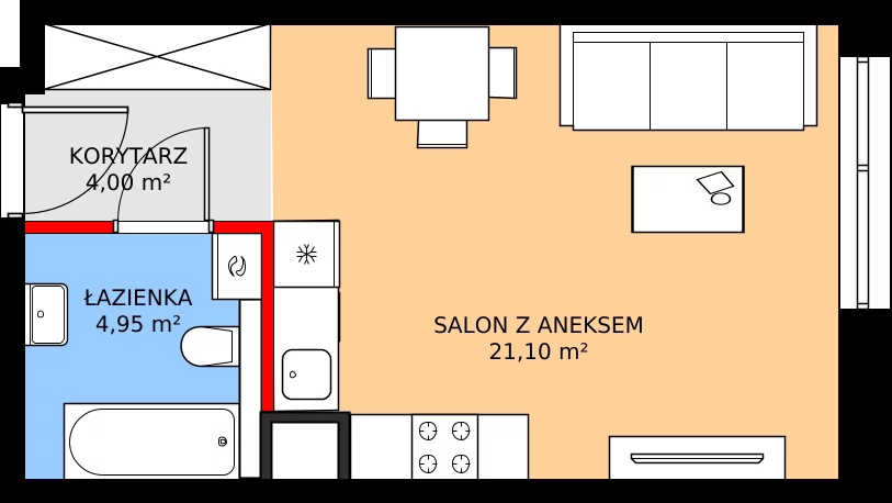 Zalety mieszkania 30.01 m², C65