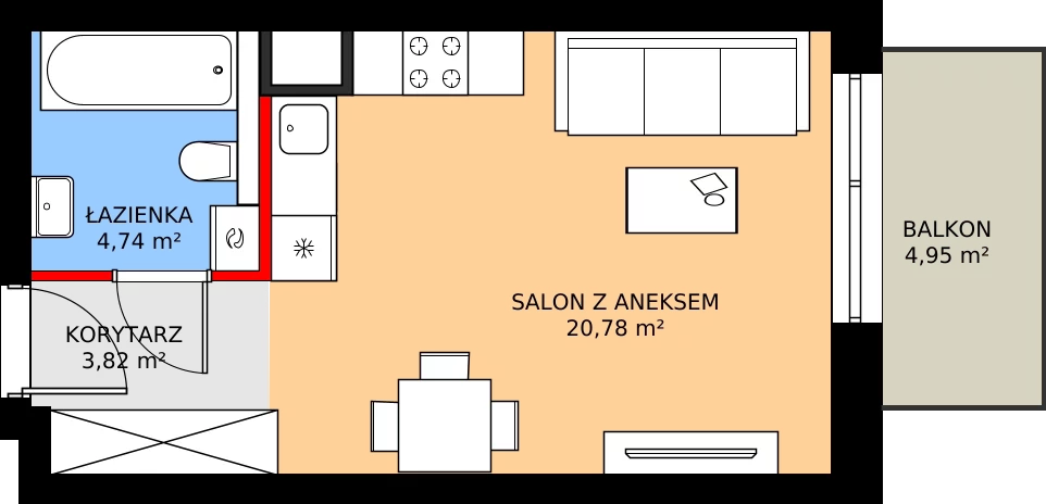 Zalety mieszkania 29.48 m², C56