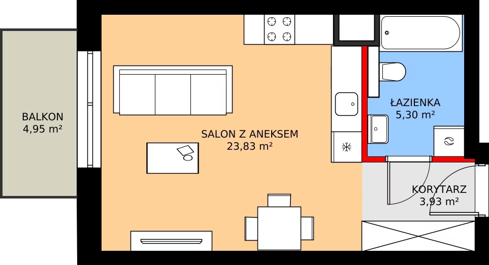 Zalety mieszkania 32.99 m², C4