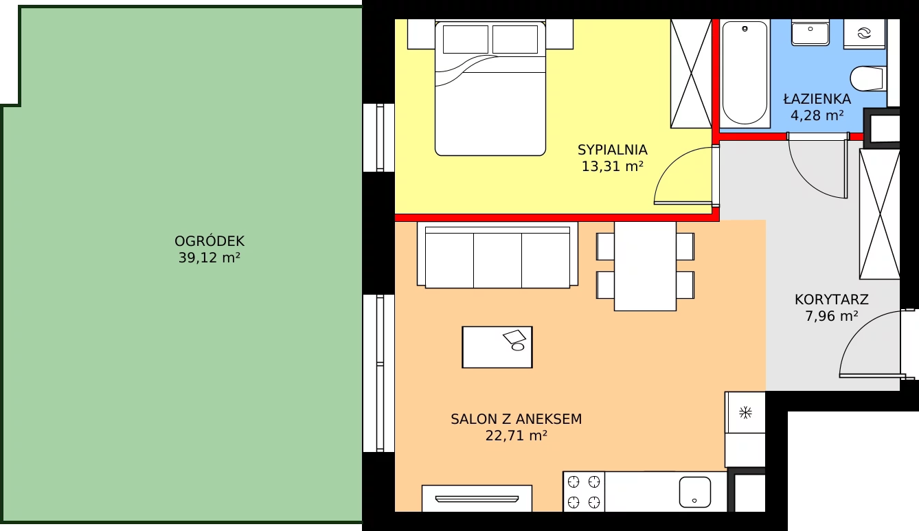 Zalety mieszkania 48.16 m², C28