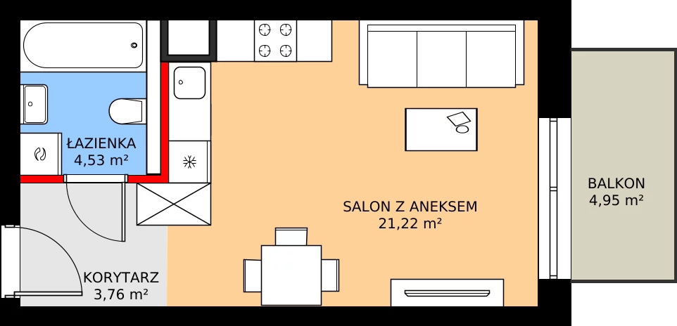 Zalety mieszkania 29.52 m², C40