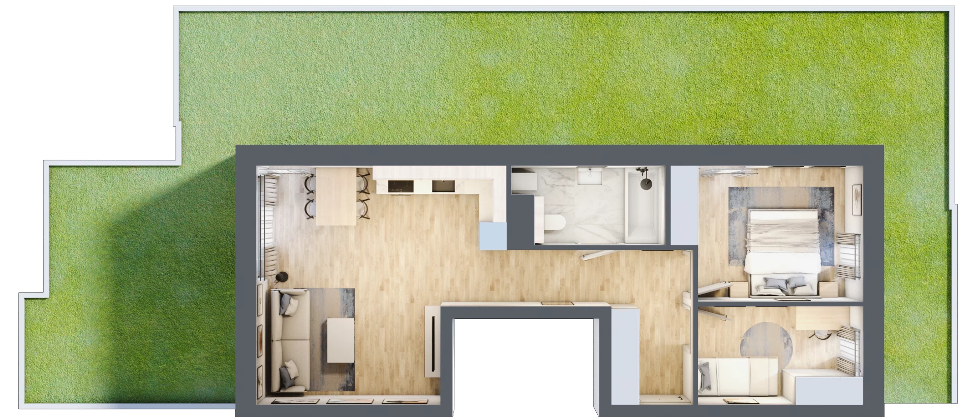 3 pokoje, apartament 58,02 m², parter, oferta nr C2, Maratońska 49, Łódź, Polesie, Retkinia, ul. Maratońska 49