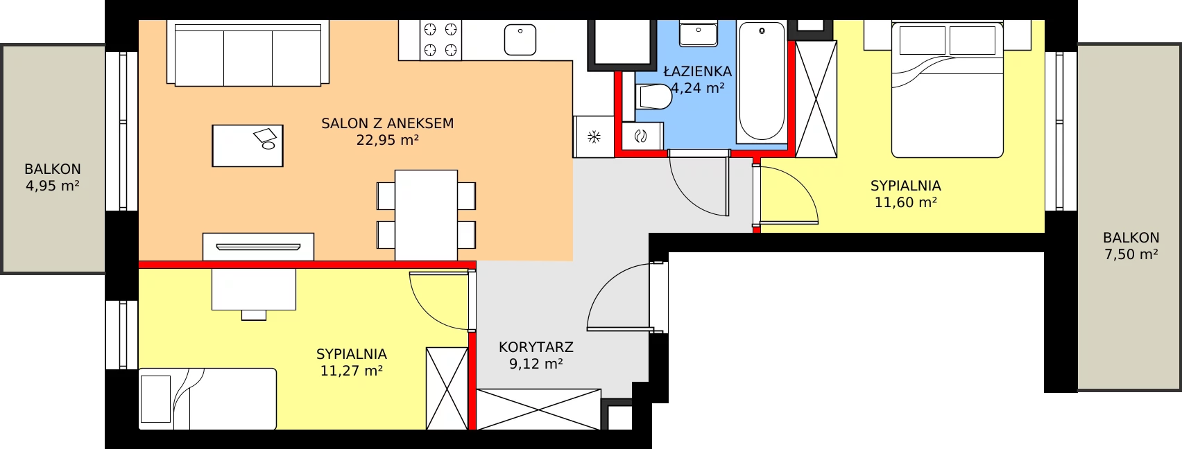 Zalety mieszkania 59.31 m², C18