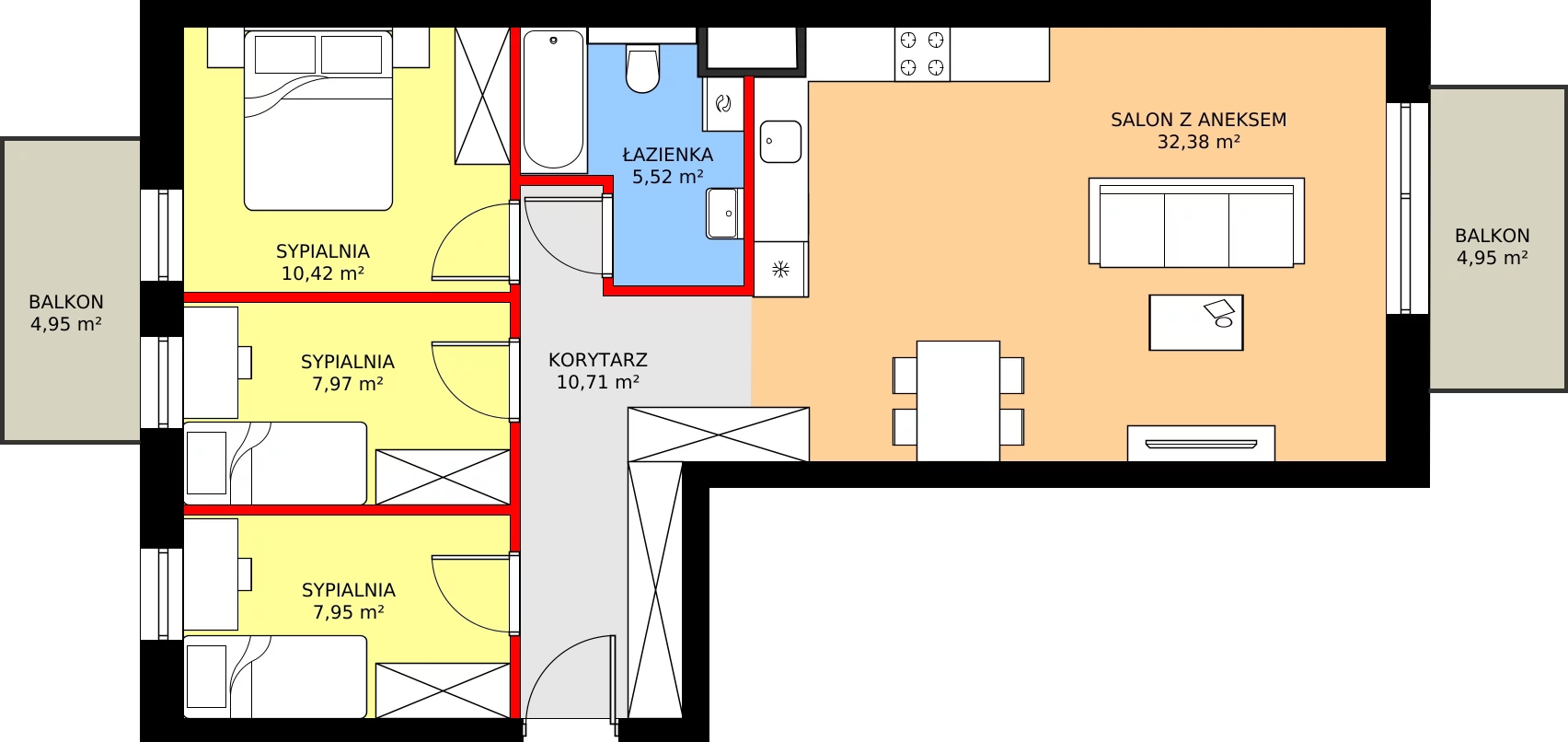 Zalety mieszkania 74.98 m², C29