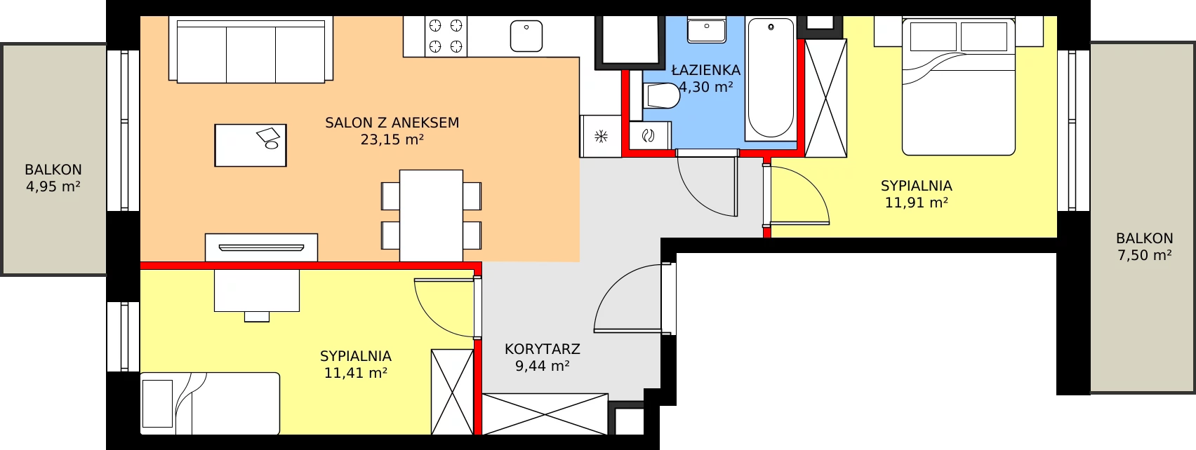 Zalety mieszkania 60.38 m², C24