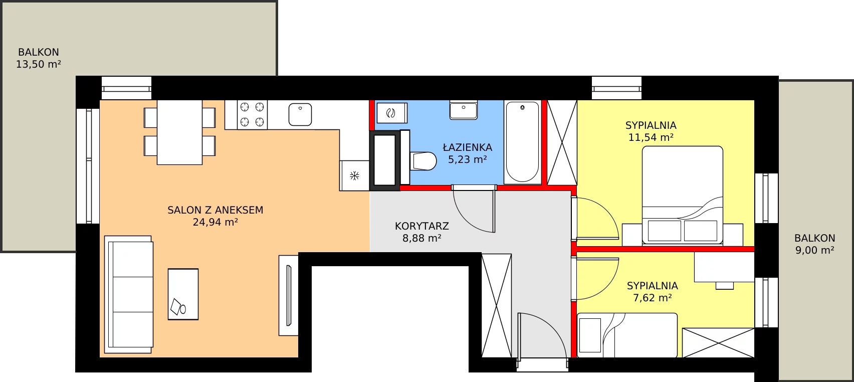Zalety mieszkania 58.17 m², C8