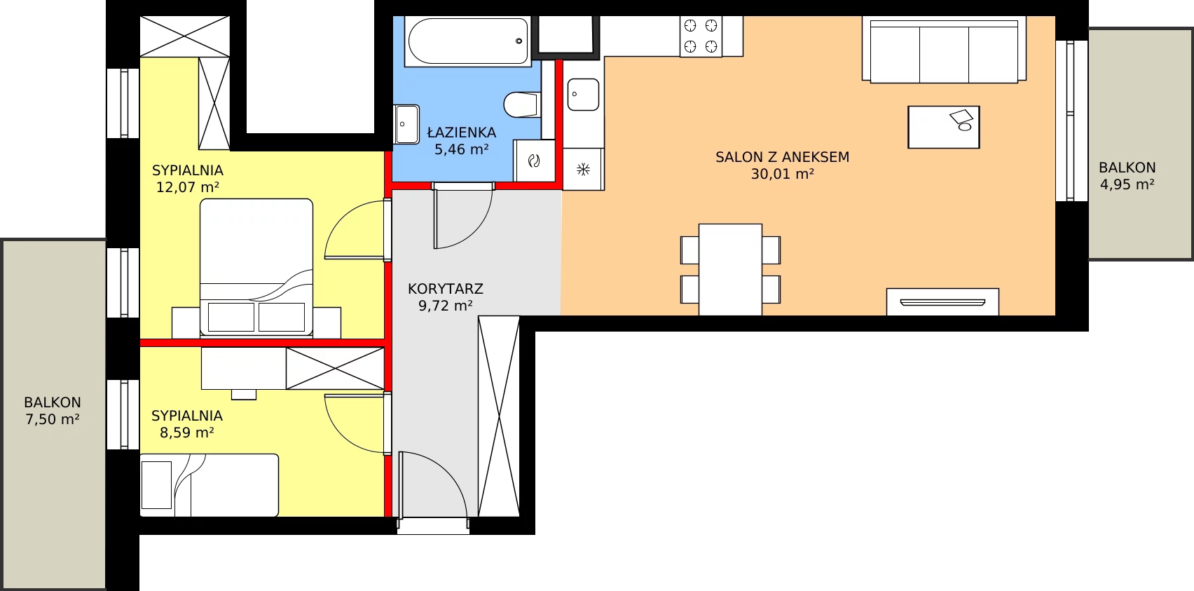 Zalety mieszkania 65.91 m², D19