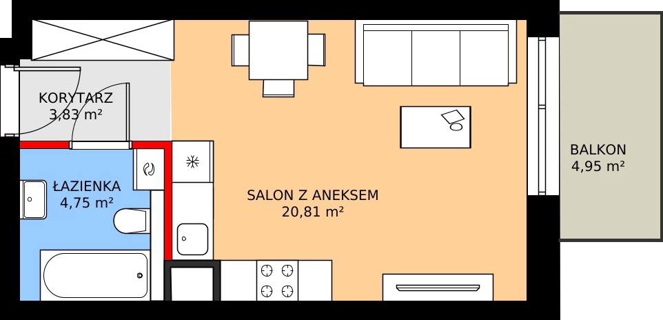 Zalety mieszkania 29.36 m², D29