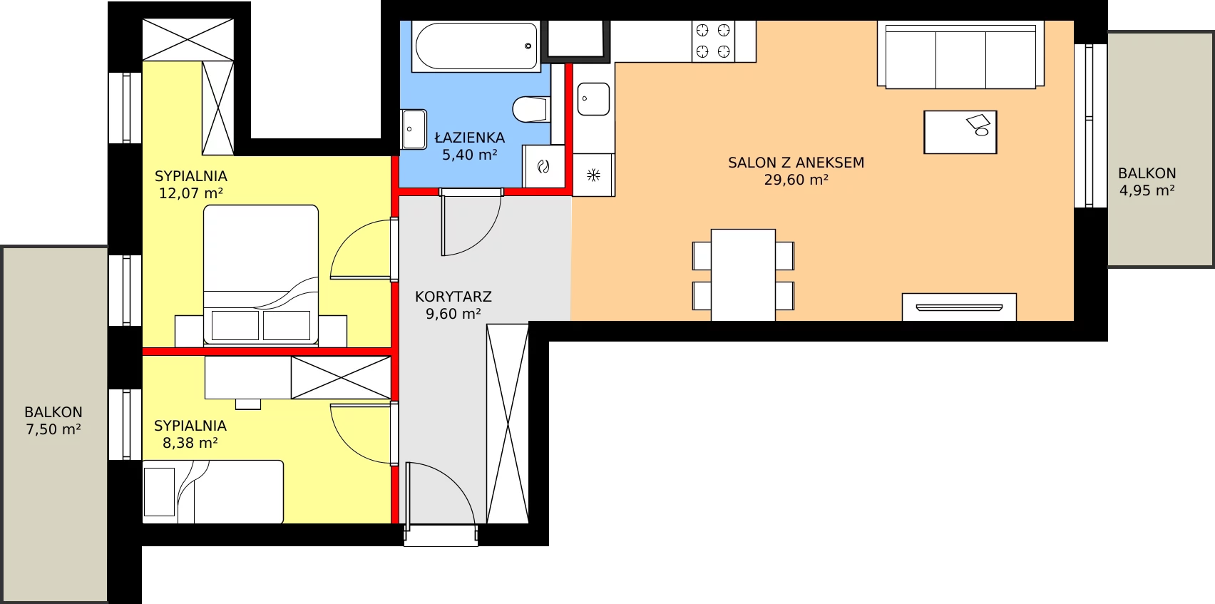 Zalety mieszkania 65.05 m², D9