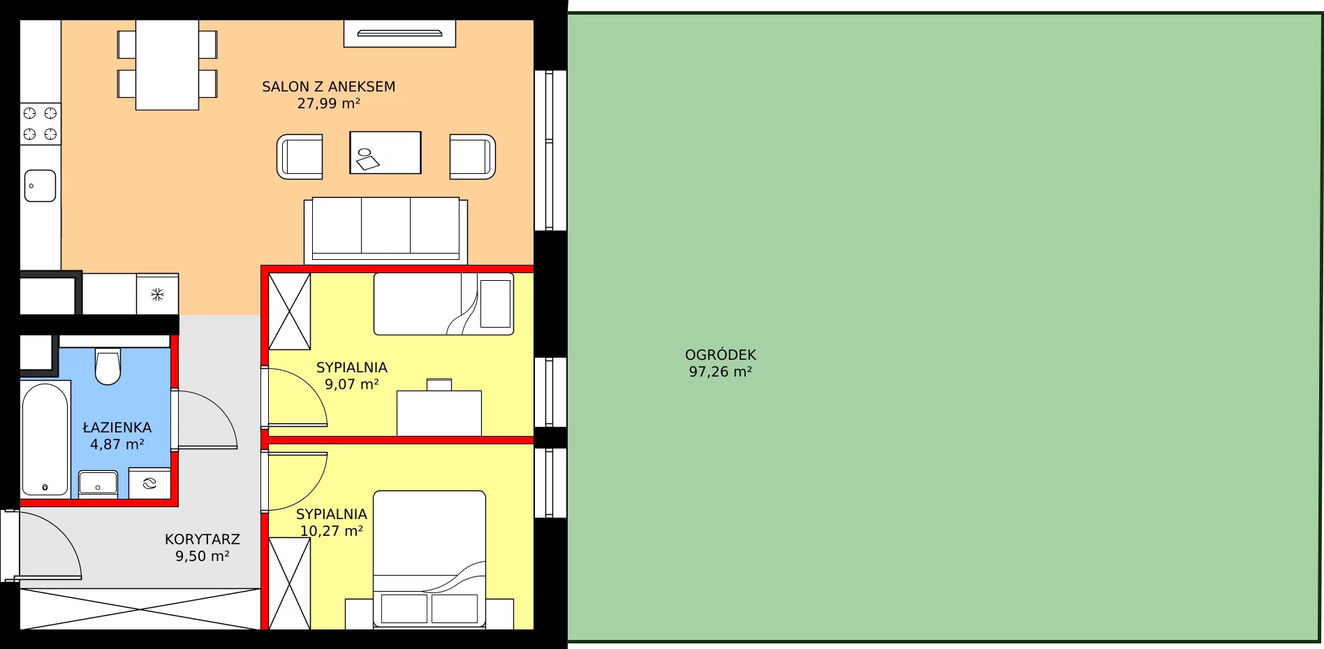 Zalety apartamentu 61.66 m², D26