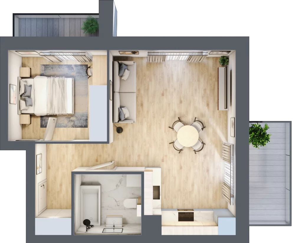 2 pokoje, mieszkanie 44,95 m², piętro 1, oferta nr I_1_3, Pryncypalna 66, Łódź, Górna, Chojny, ul. Pryncypalna 66