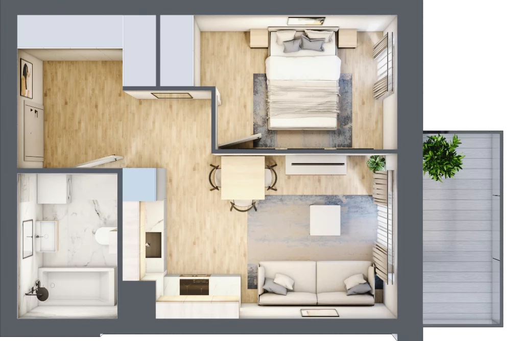 2 pokoje, mieszkanie 36,31 m², piętro 1, oferta nr I_1_5, Pryncypalna 66, Łódź, Górna, Chojny, ul. Pryncypalna 66