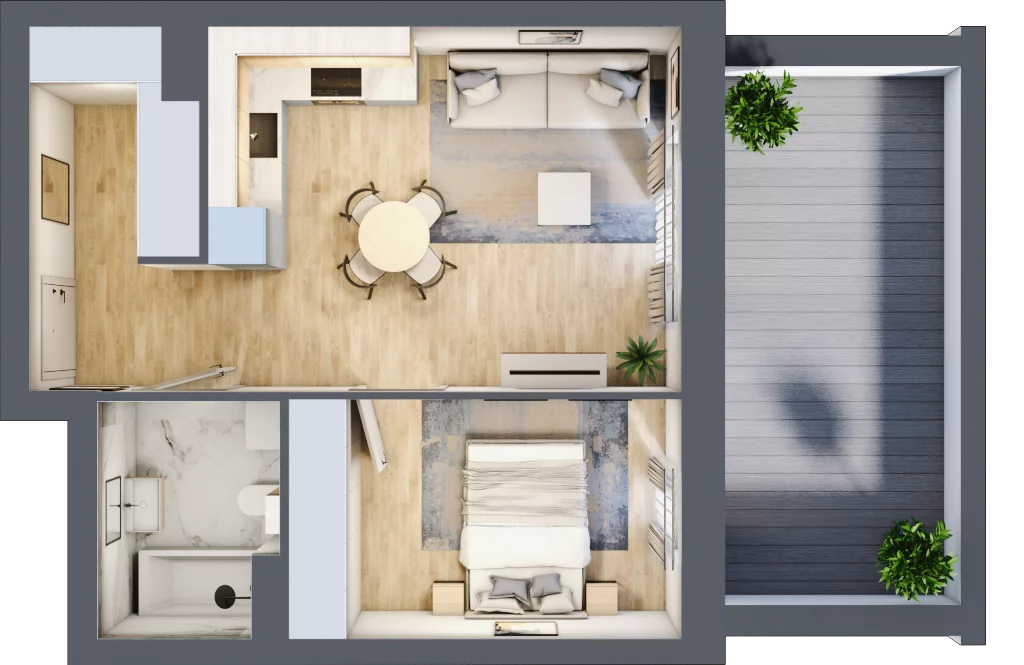 2 pokoje, mieszkanie 40,82 m², parter, oferta nr II_0_5, Pryncypalna 66, Łódź, Górna, Chojny, ul. Pryncypalna 66